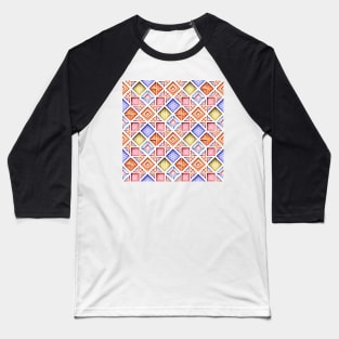 3d Geometric Pattern, Rhombic Motif Baseball T-Shirt